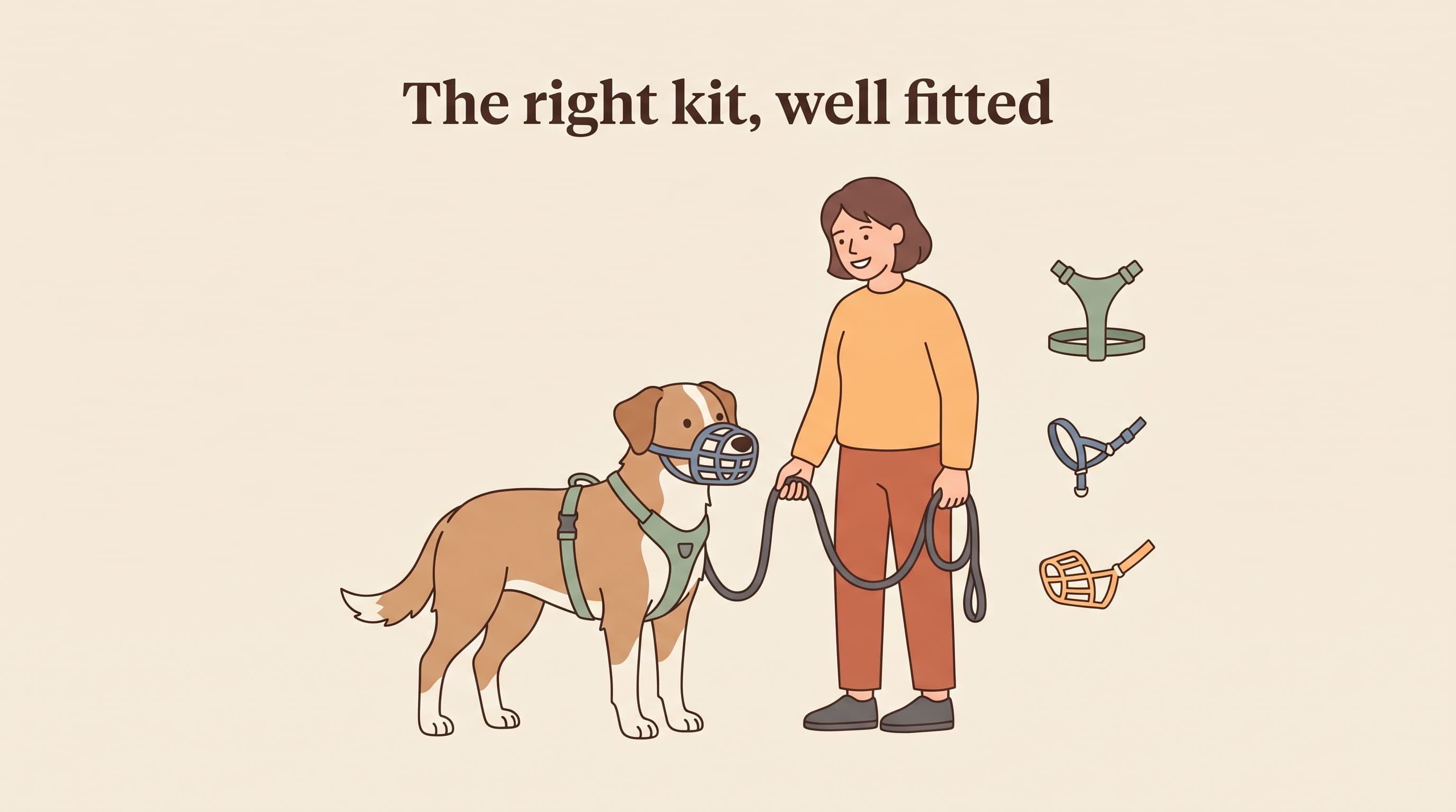 Equipment for reactivity: harnesses, head-collars, and why a muzzle is kind