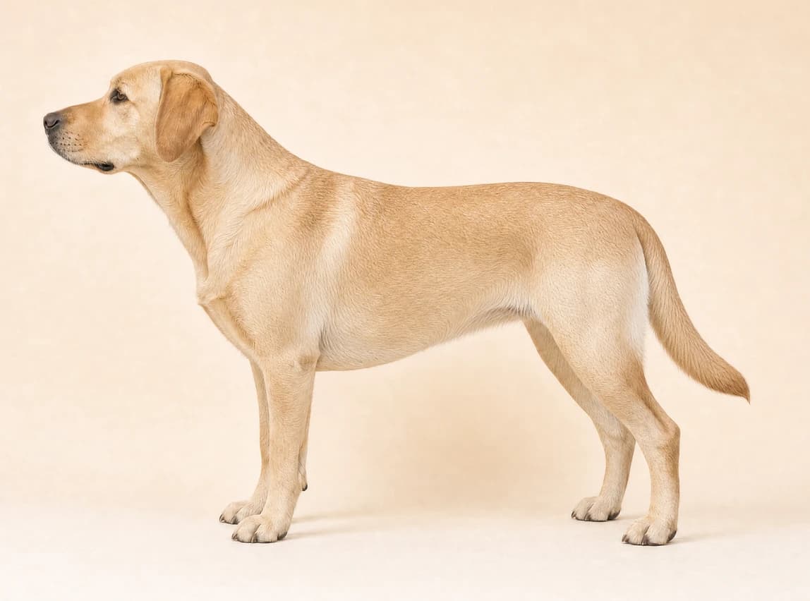 AI illustration of a yellow Labrador at approximately body condition 5 out of 9