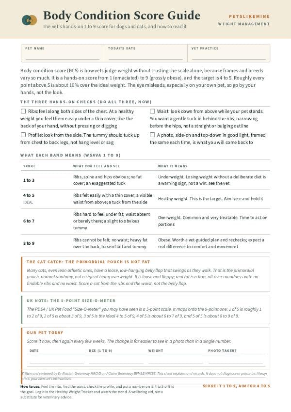 First-page preview of Body Condition Score Guide