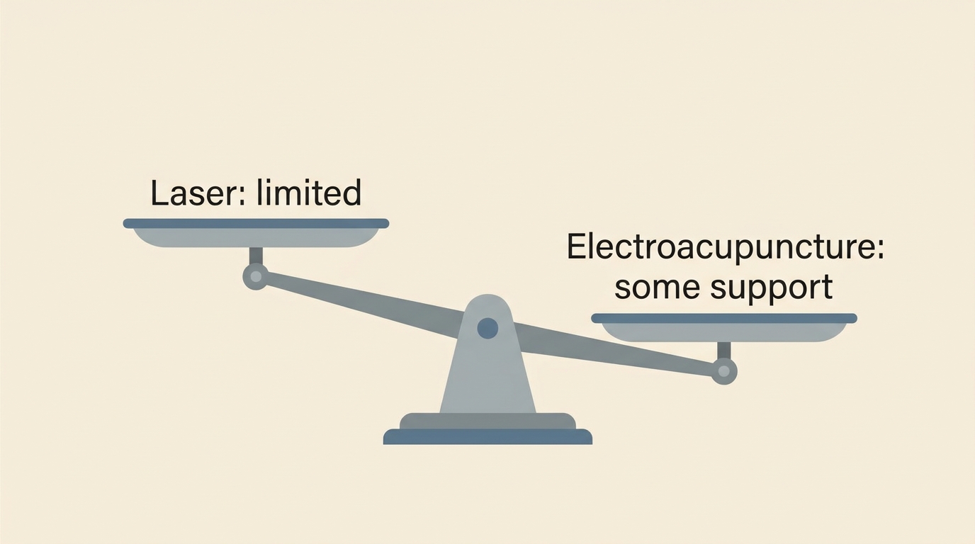 A neutral set of evidence scales weighing the therapies