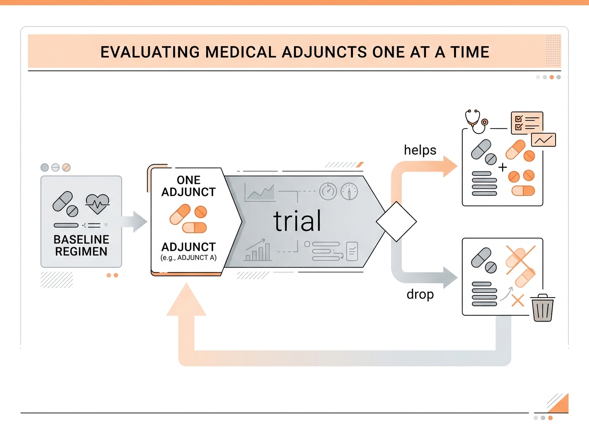 Trial one adjunct at a time against a baseline, keep what helps, drop what does not