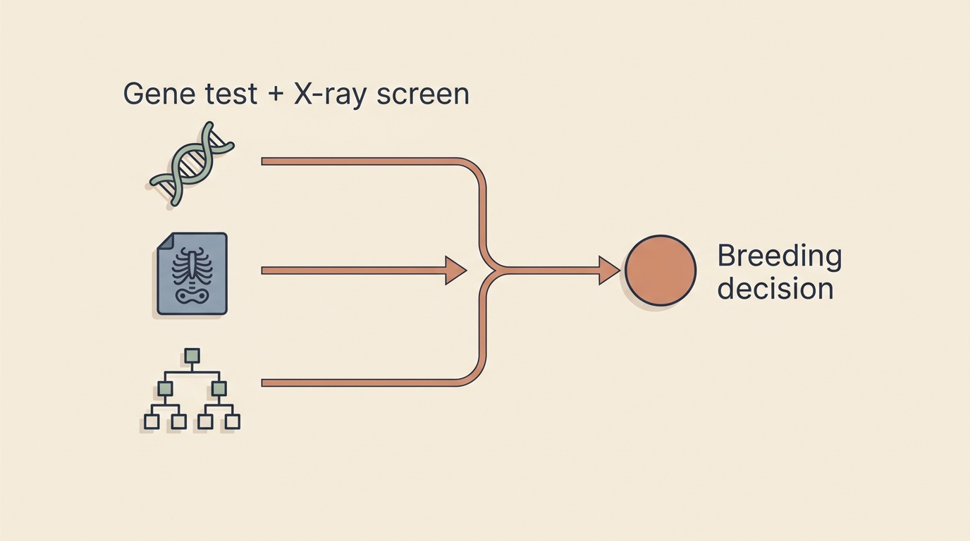 A simple diagram of the three breeding tools feeding into a selection decision