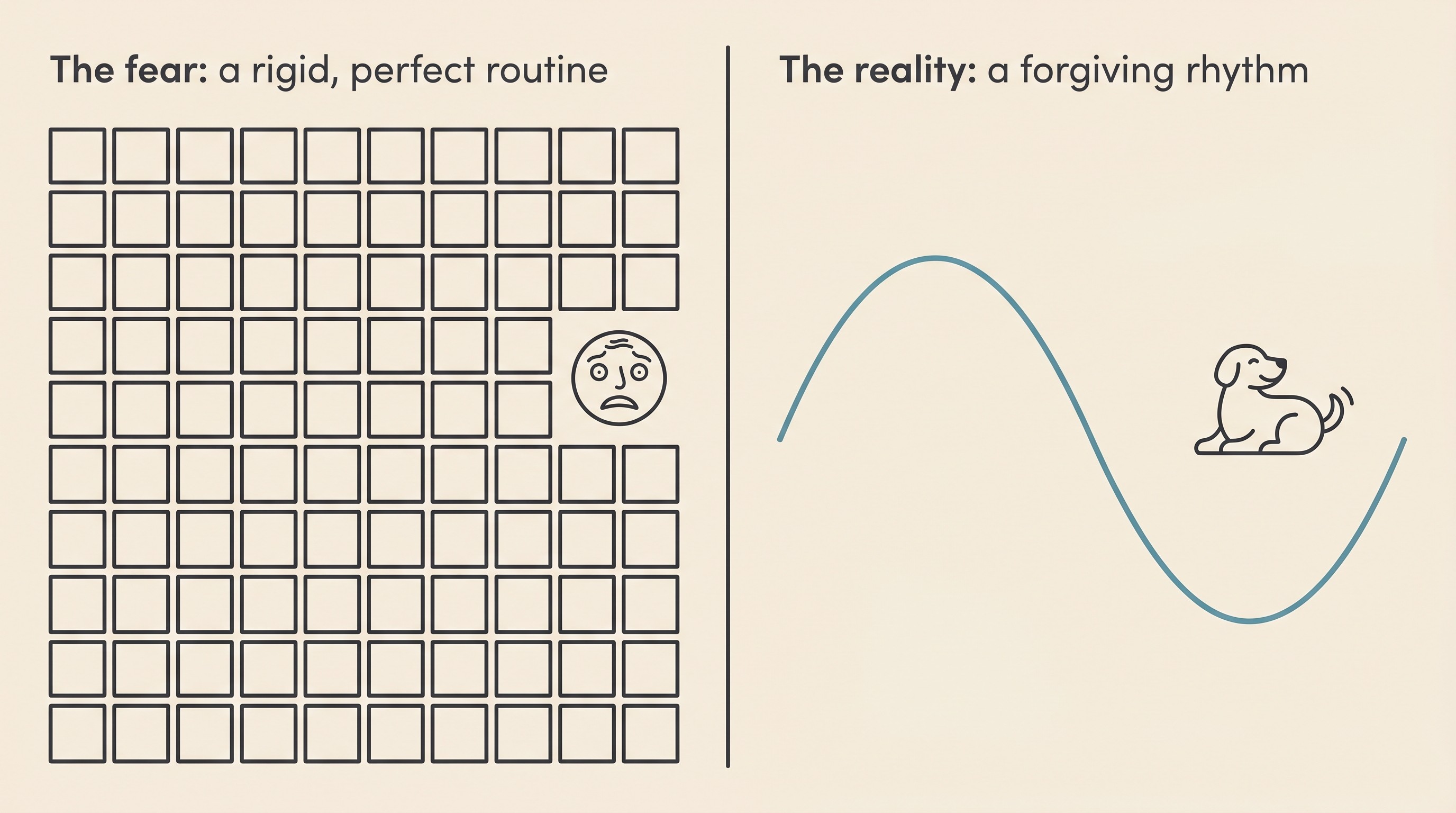 A simple reassurance card contrasting the imagined burden of diabetic care with the manageable reality