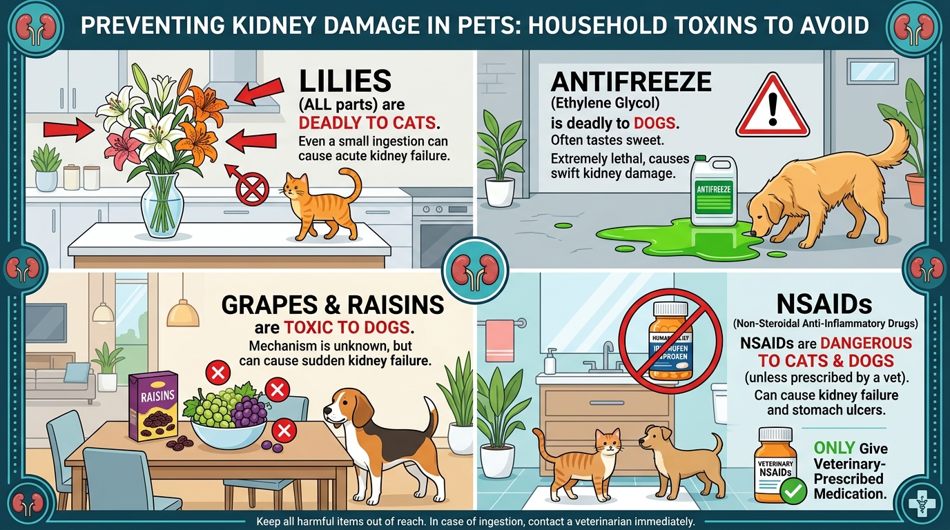 Common household toxins that damage pet kidneys