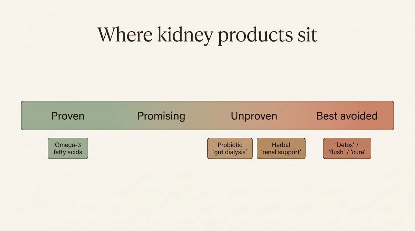 A left-to-right evidence spectrum from proven to avoid