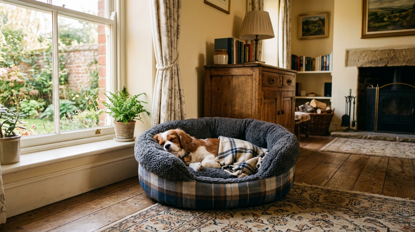A warm, accessible bed in a quiet draught-free spot