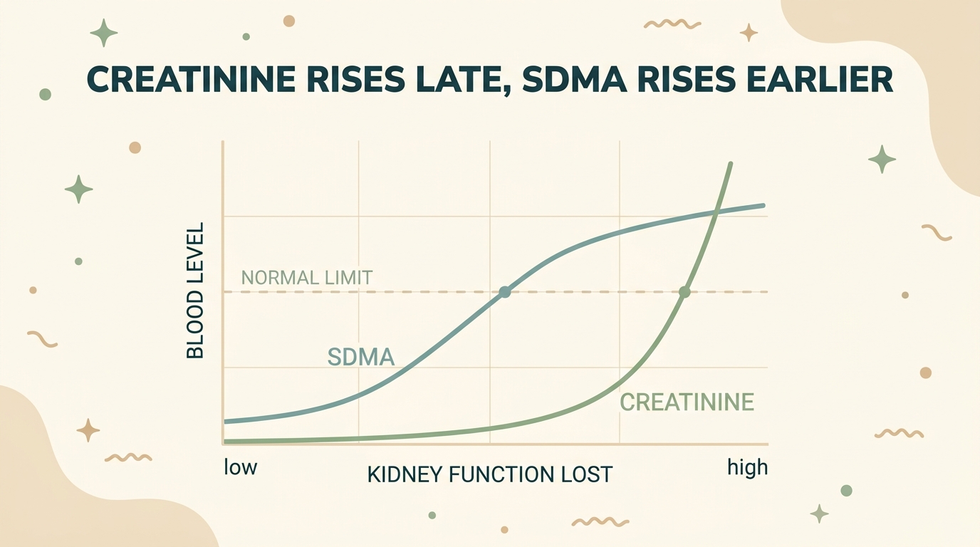 How creatinine and SDMA rise as kidney function is lost