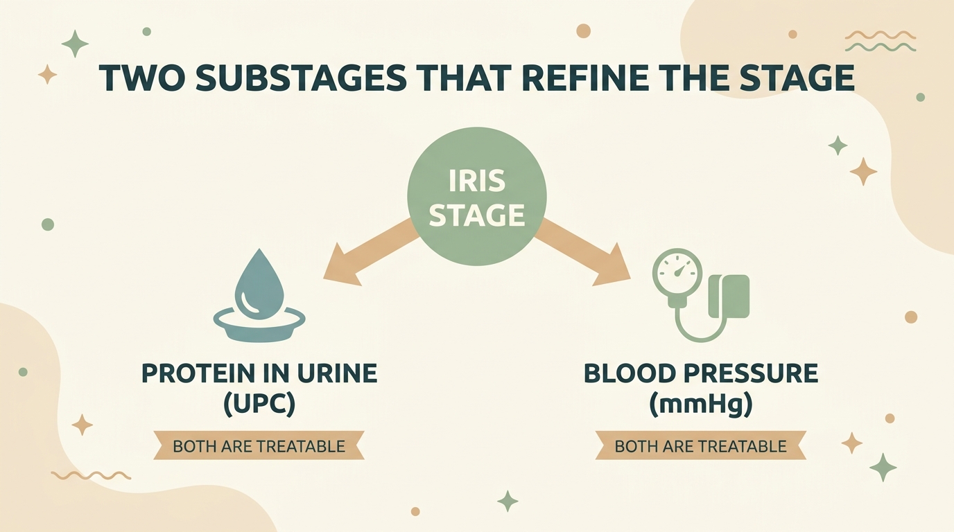 The two substages, urine protein and blood pressure, refining the stage