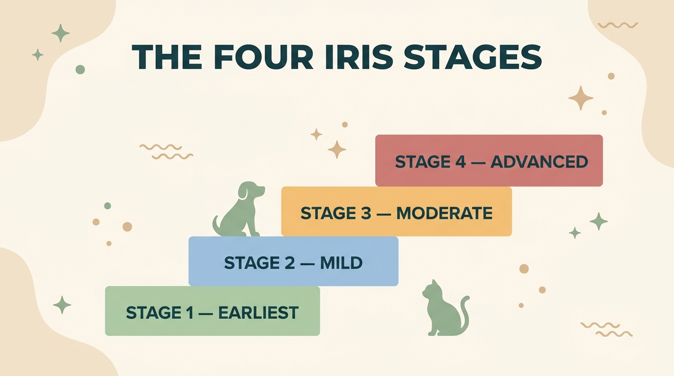 The four IRIS stages as a ladder set by blood creatinine