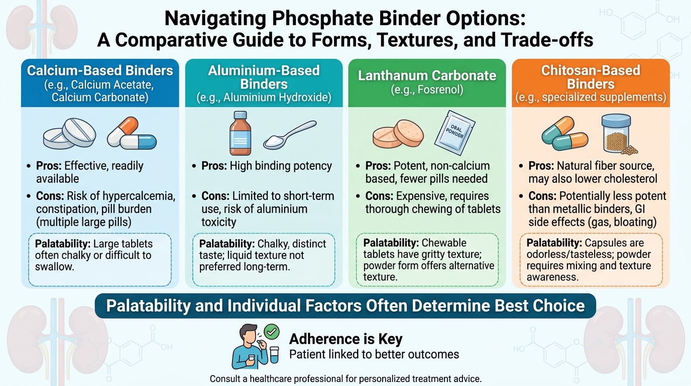 The main types of phosphate binder compared