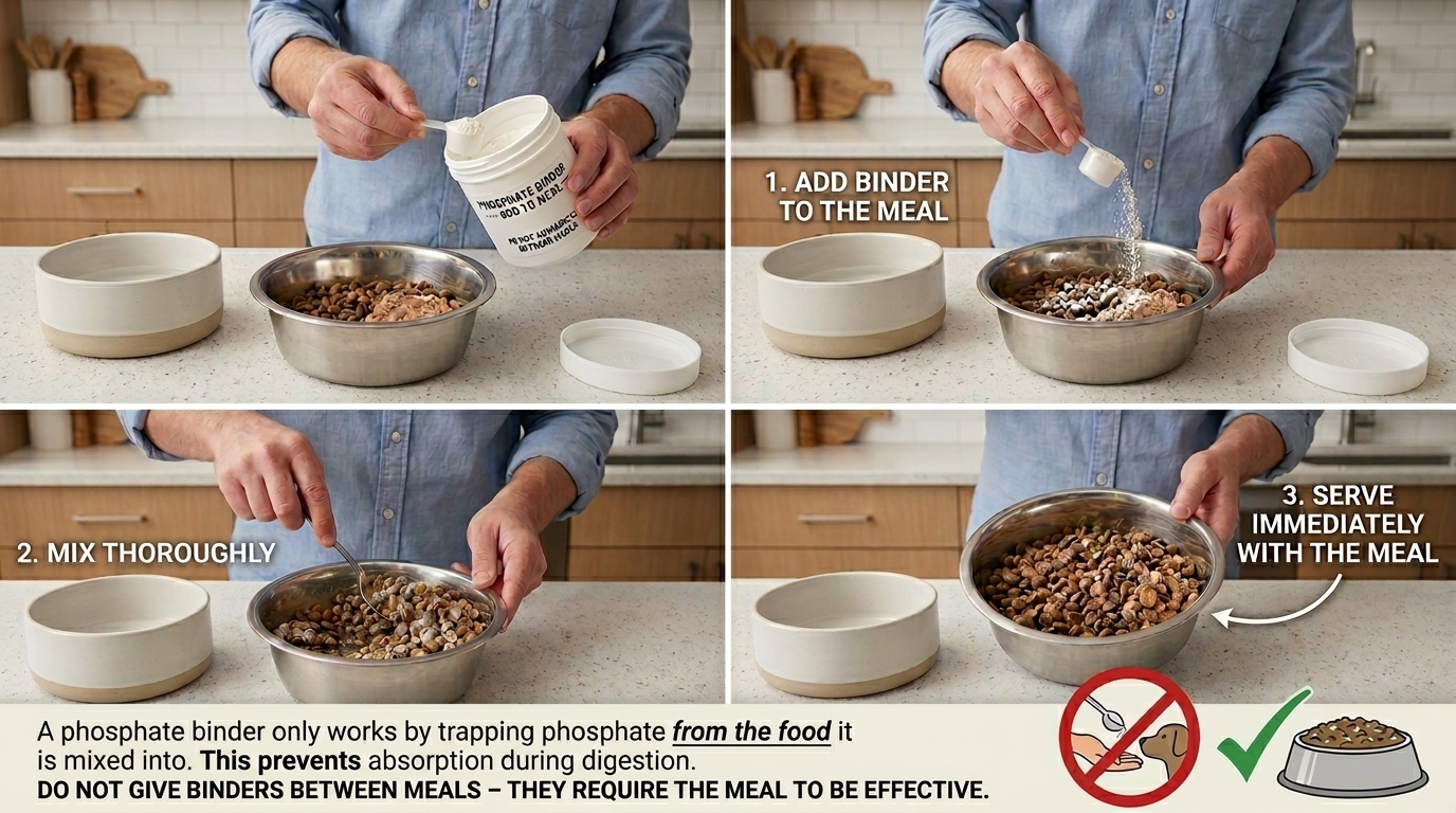 How a phosphate binder is adjusted to reach the phosphate target