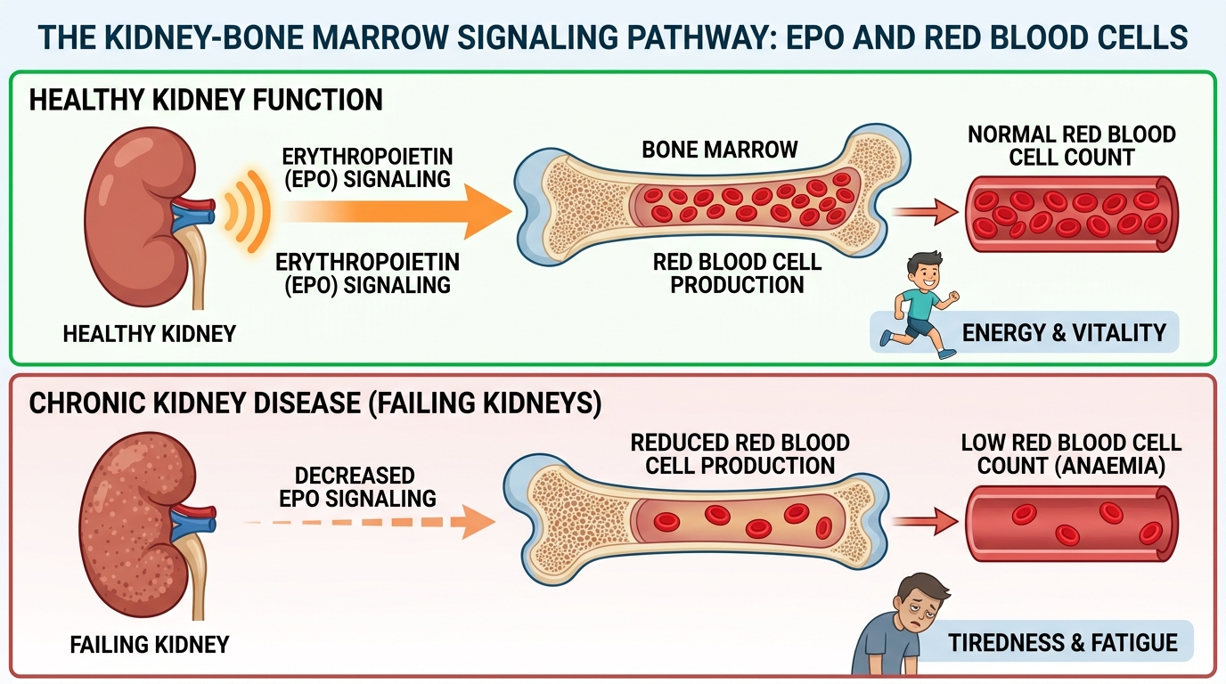 How failing kidneys cause anaemia by making less erythropoietin