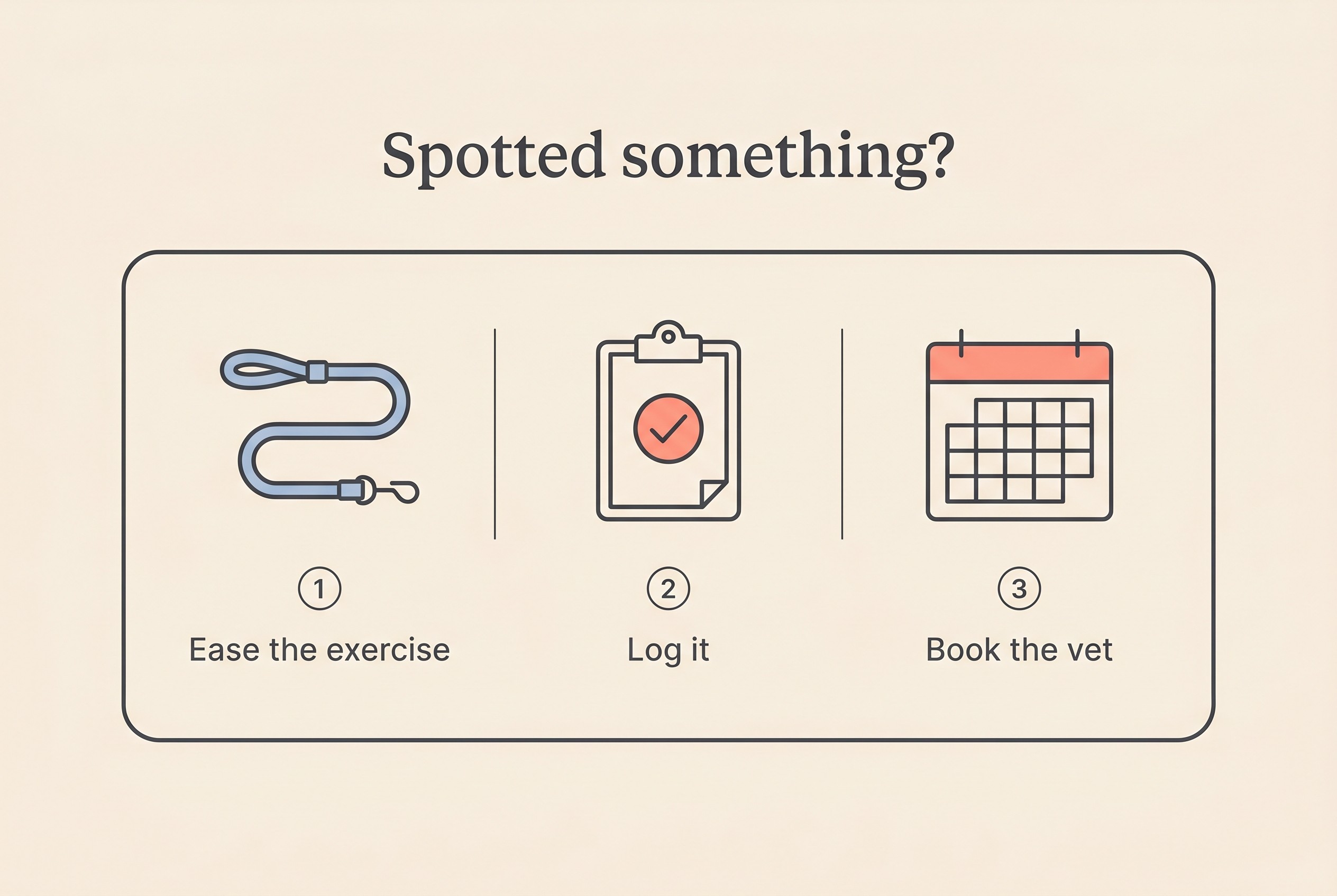 A flat 'spotted something? do this' action card on cream