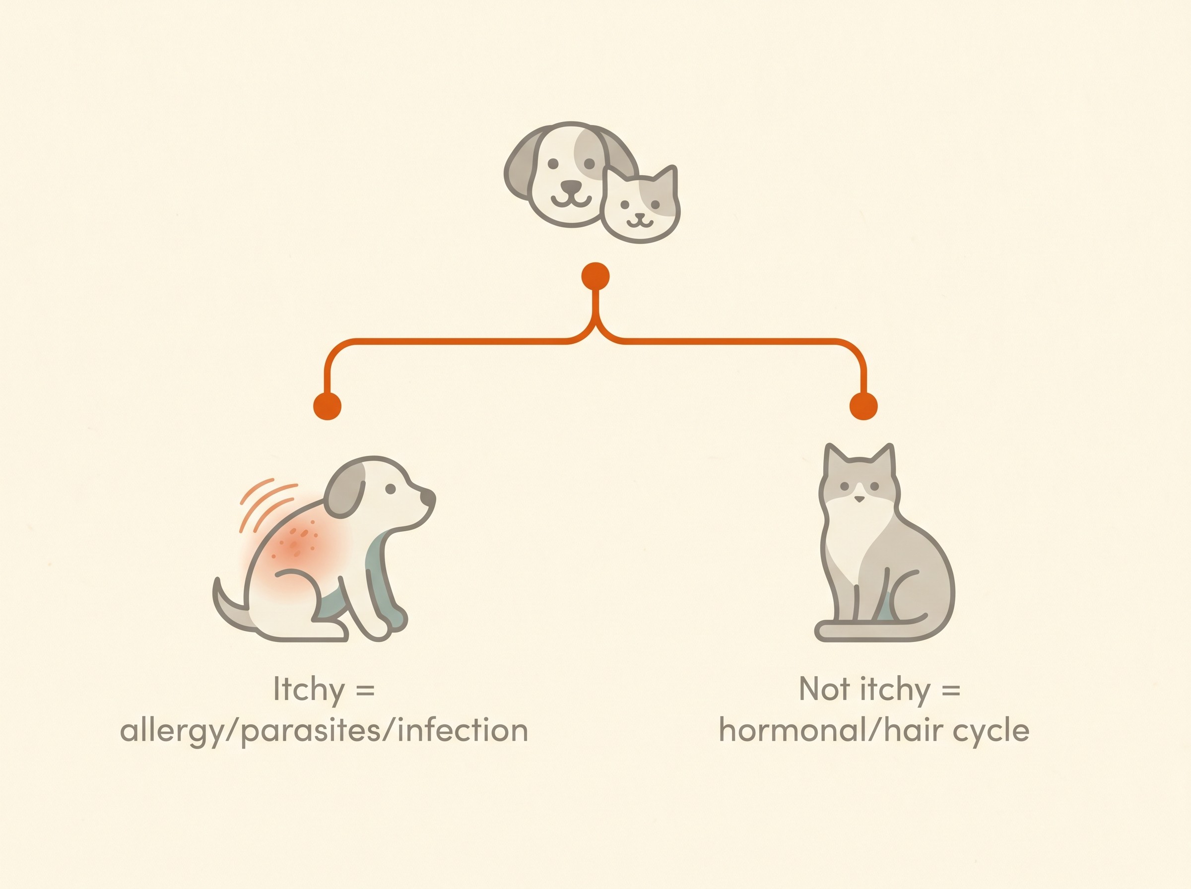 Itchy hair loss versus non-itchy hair loss: a simple fork