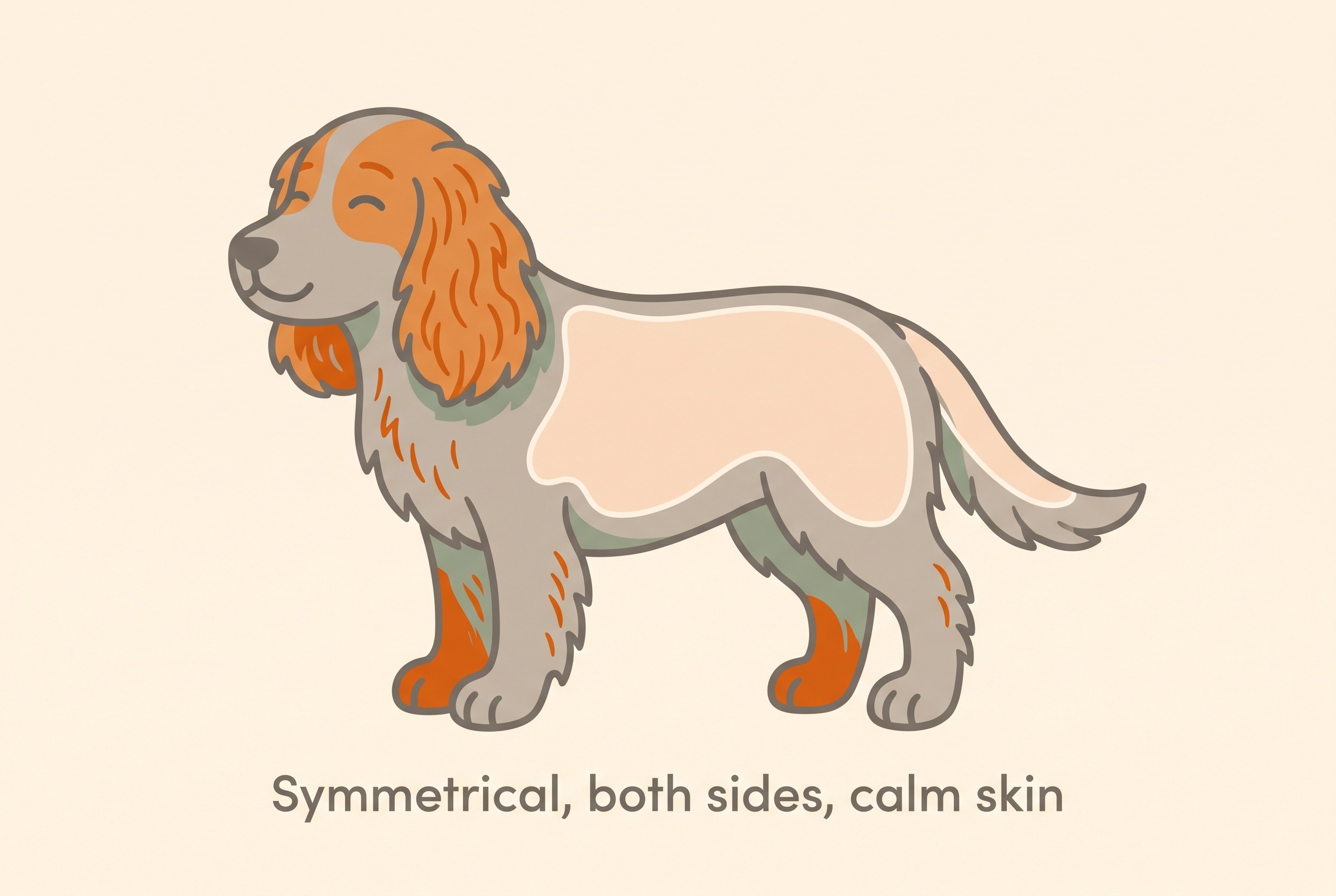 The symmetrical pattern of hormonal hair loss in a dog