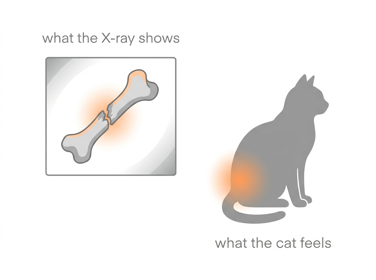 What the X-ray shows and what the cat feels do not reliably match