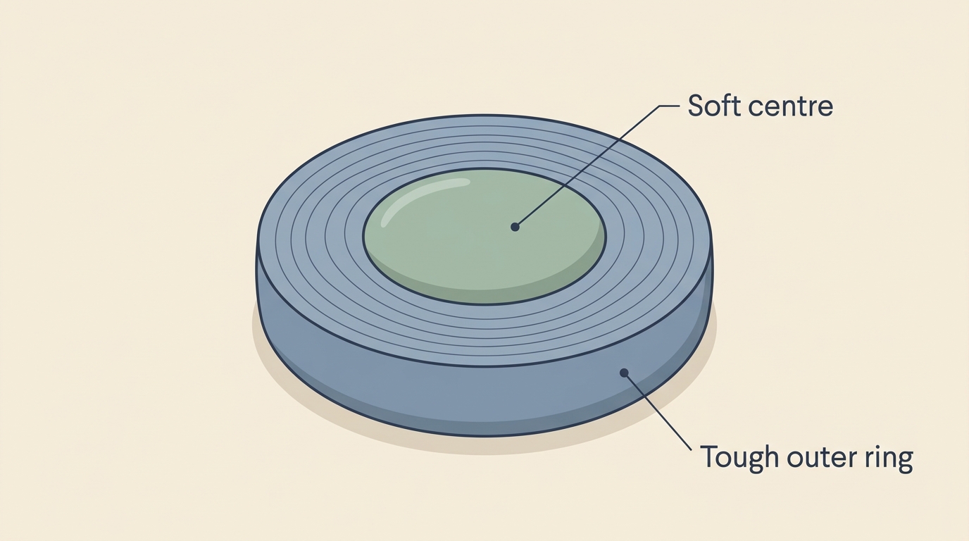 A labelled cross-section of a healthy intervertebral disc