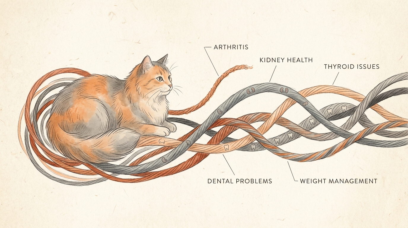 Arthritis as one thread among several in a senior cat's overall health