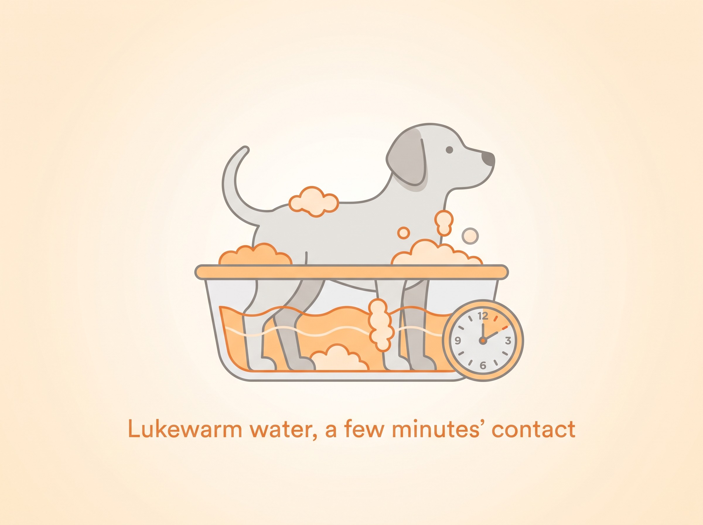 Bathing an atopic pet properly: lukewarm water, leave the lather on for a few minutes, and judge the frequency by the skin