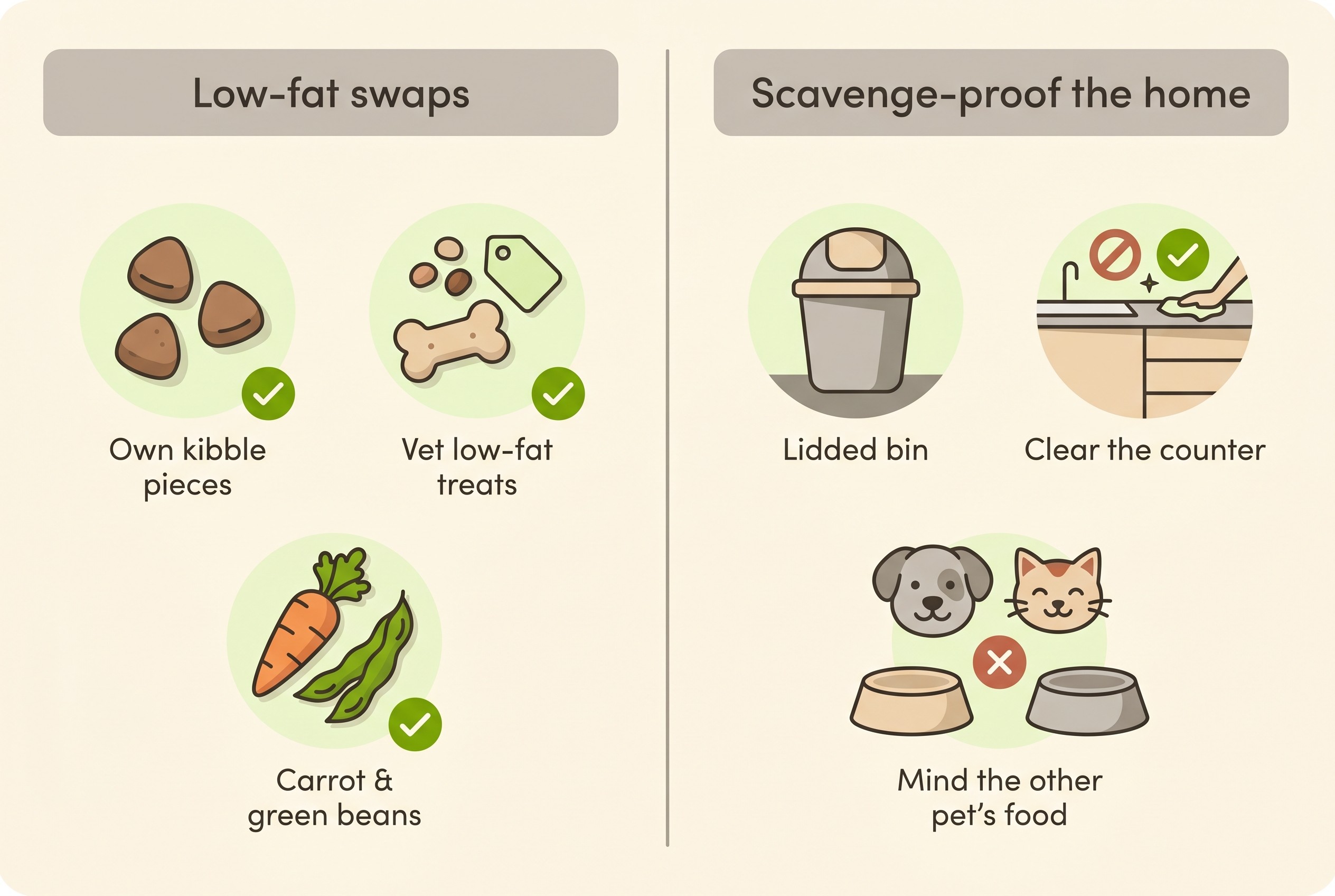 Low-fat treat swaps and ways to scavenge-proof the home