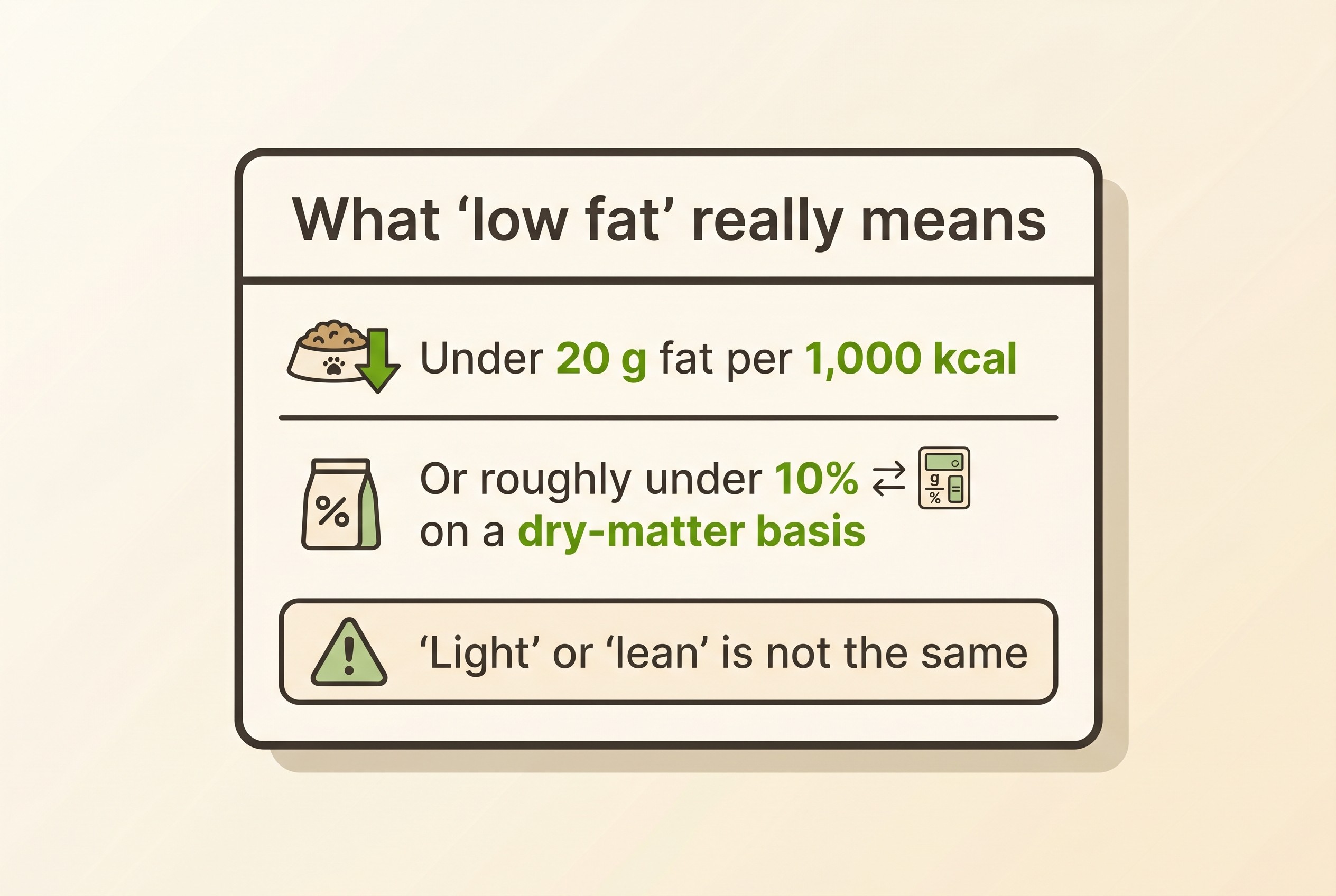 A simple guide to what low-fat really means on a pet food label