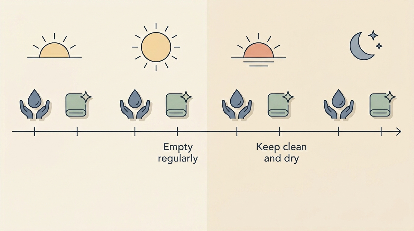 A simple daily routine of bladder emptying and skin care across the day