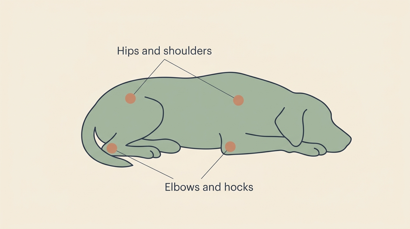 Pressure points to check daily on a resting dog