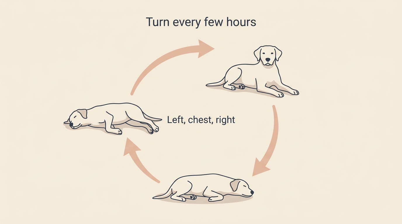A simple turning-schedule cycle showing left side, chest, and right side