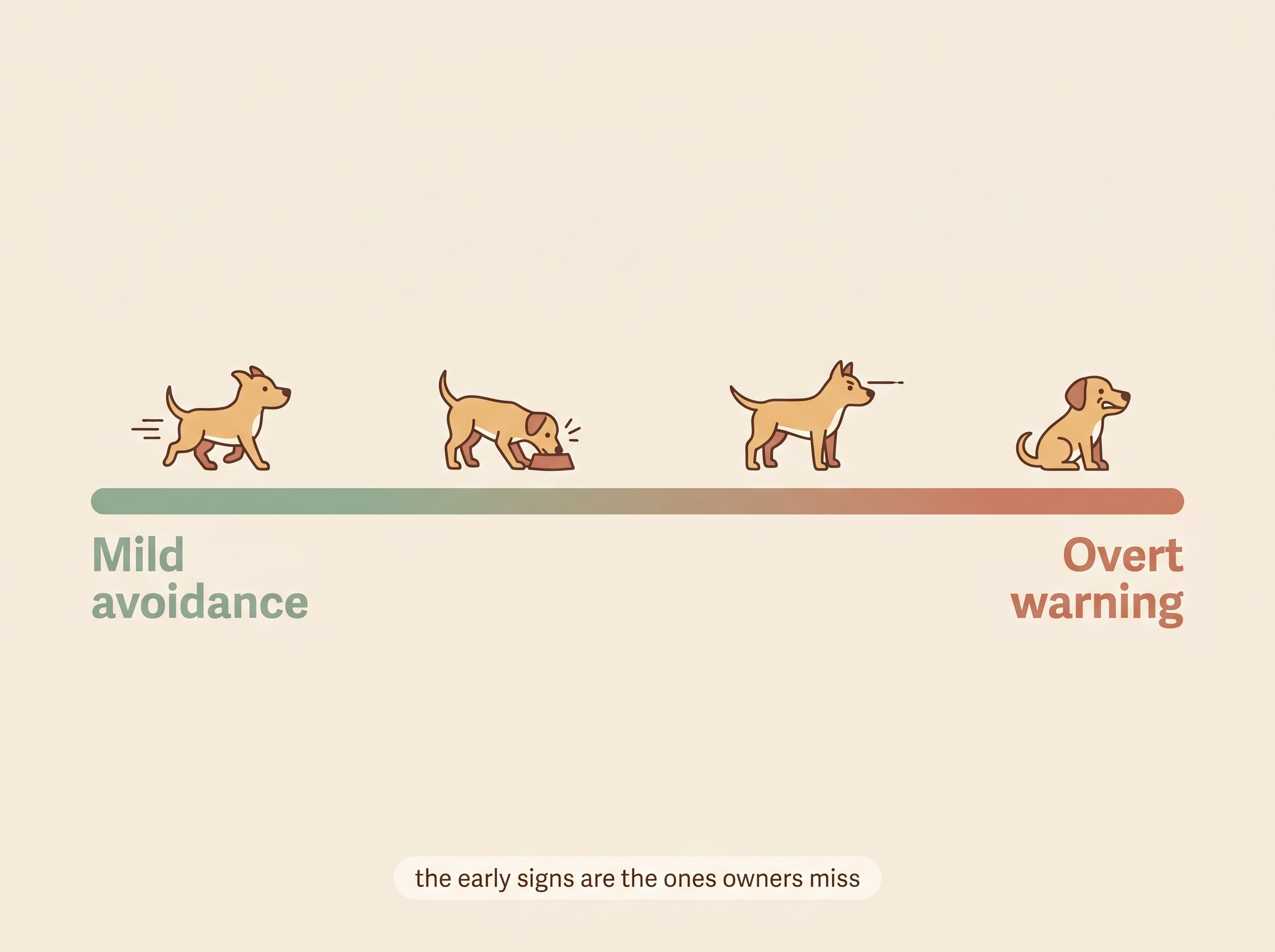 A continuum showing guarding signals from mild avoidance to overt warning
