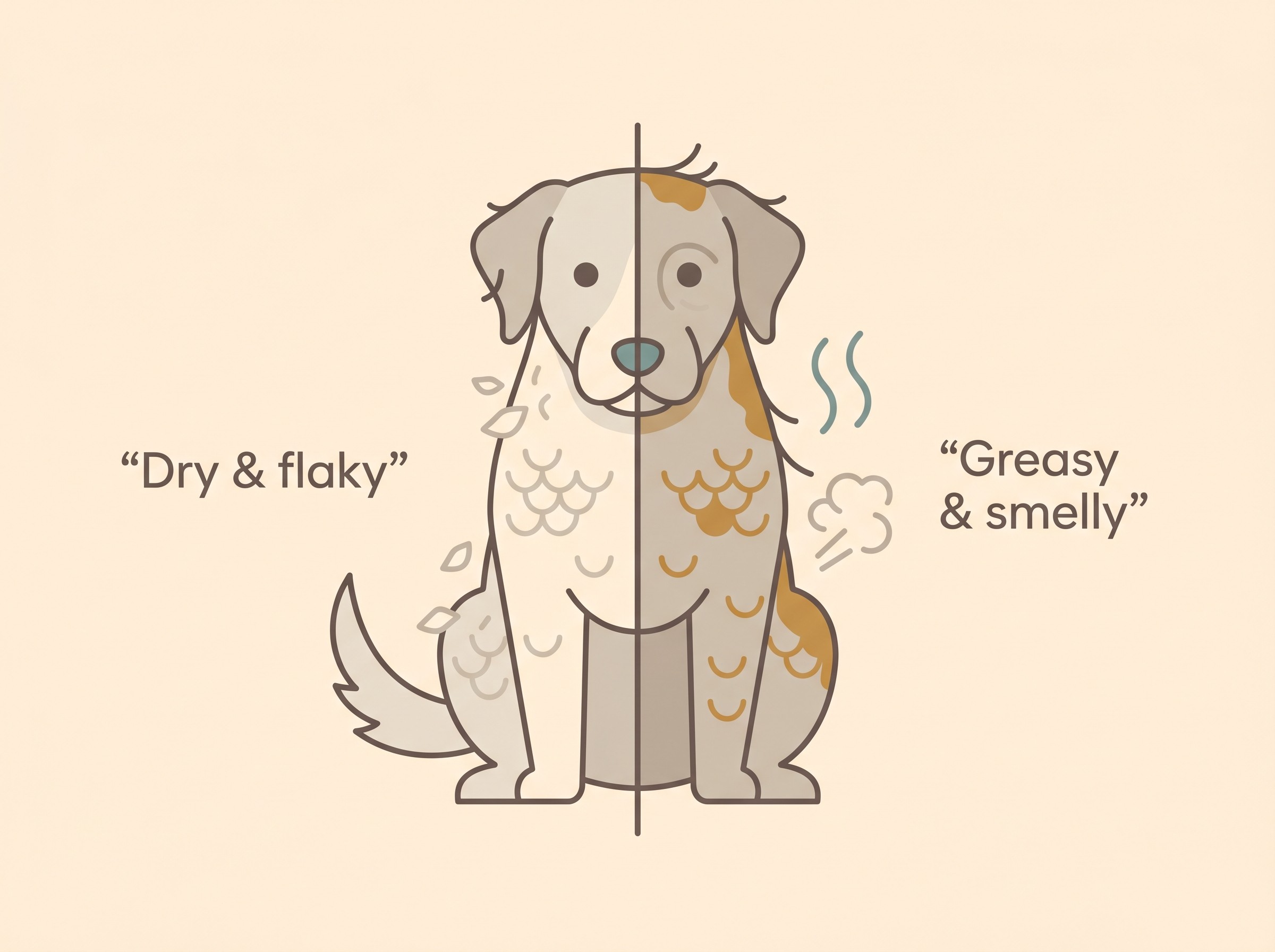 Dry, flaky seborrhoea versus greasy, oily seborrhoea