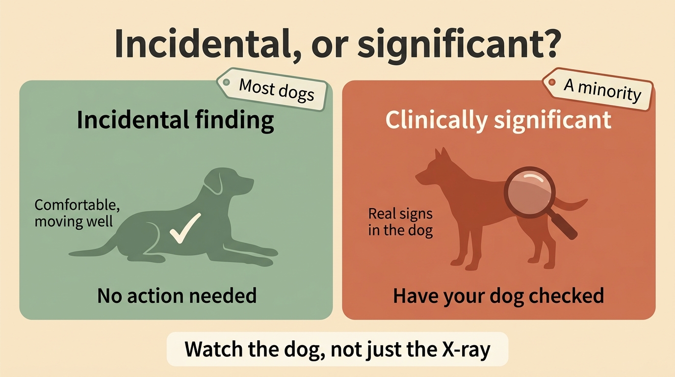 A decision card contrasting an incidental finding with a clinically significant one