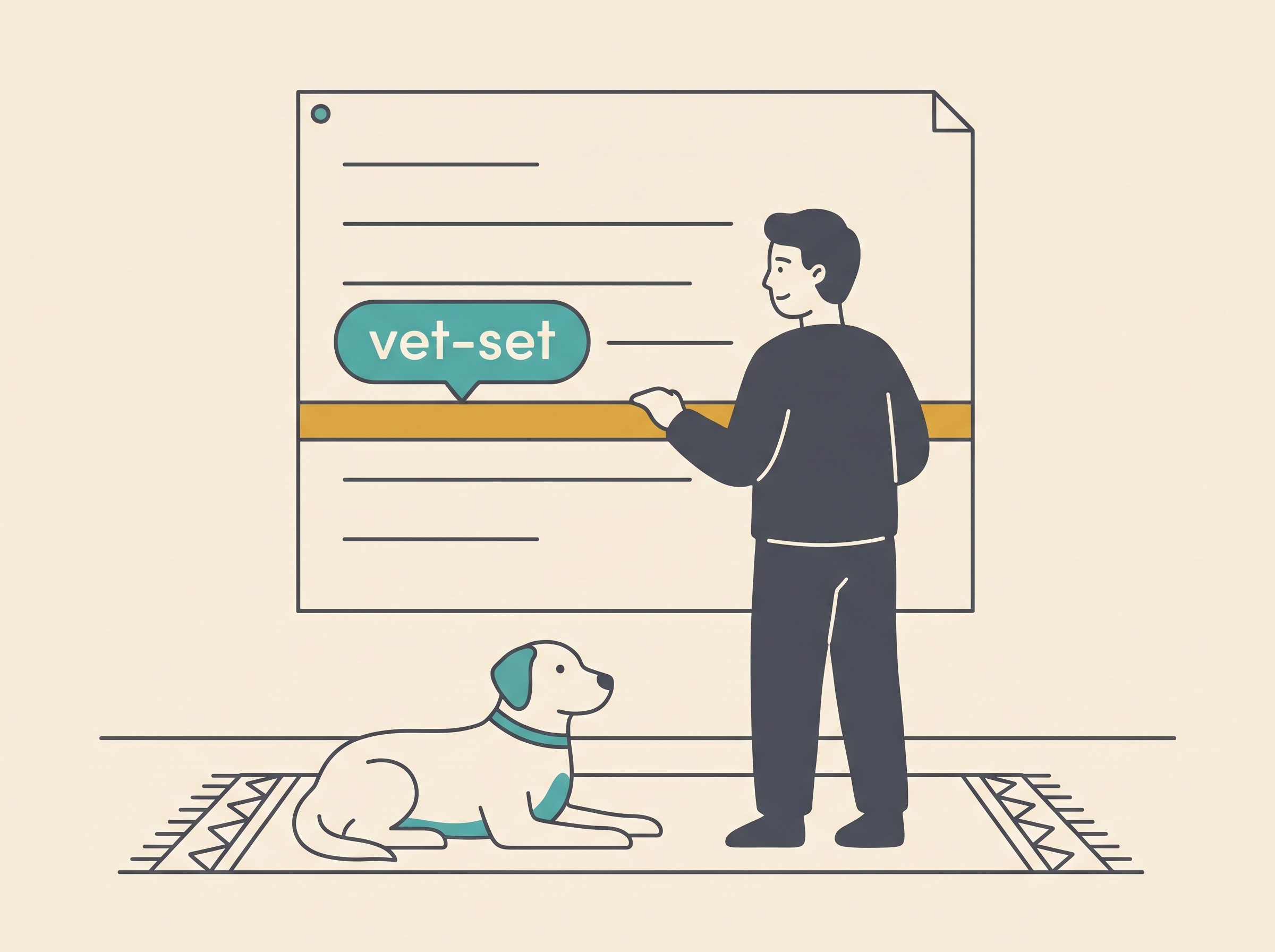 A pet carer reading the pinned plan, with the rescue-medication box marked as vet-set