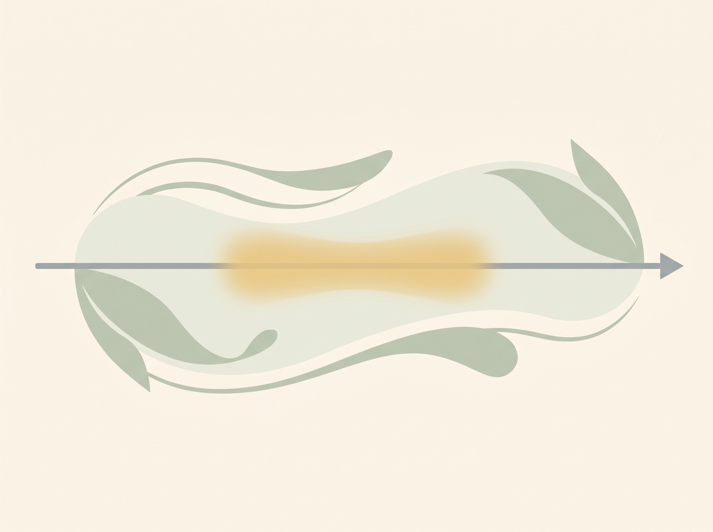 A soft horizontal band of warm light spread across a calm timeline rather than a single marked point, illustrating that the right time is a window of days or weeks, not one perfect day