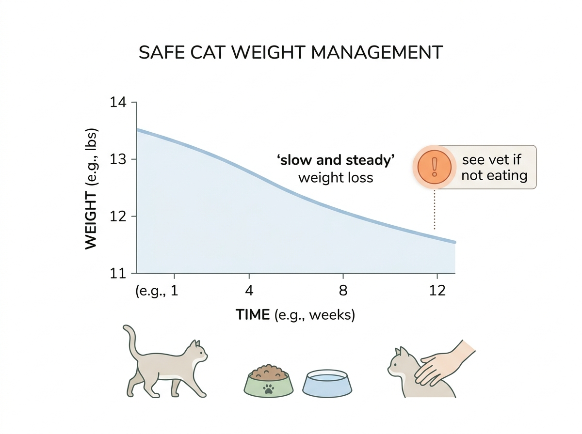 Feline weight loss must be slow and steady, never a sudden food cut